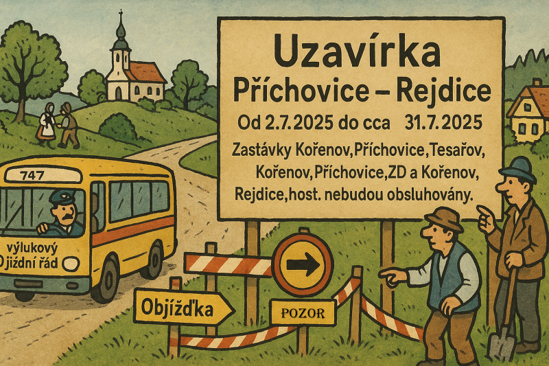 Ilustrační obrázek k aktualitě: Od 2.7.2025 do cca 31.7.2025 bude mezi Příchovicem